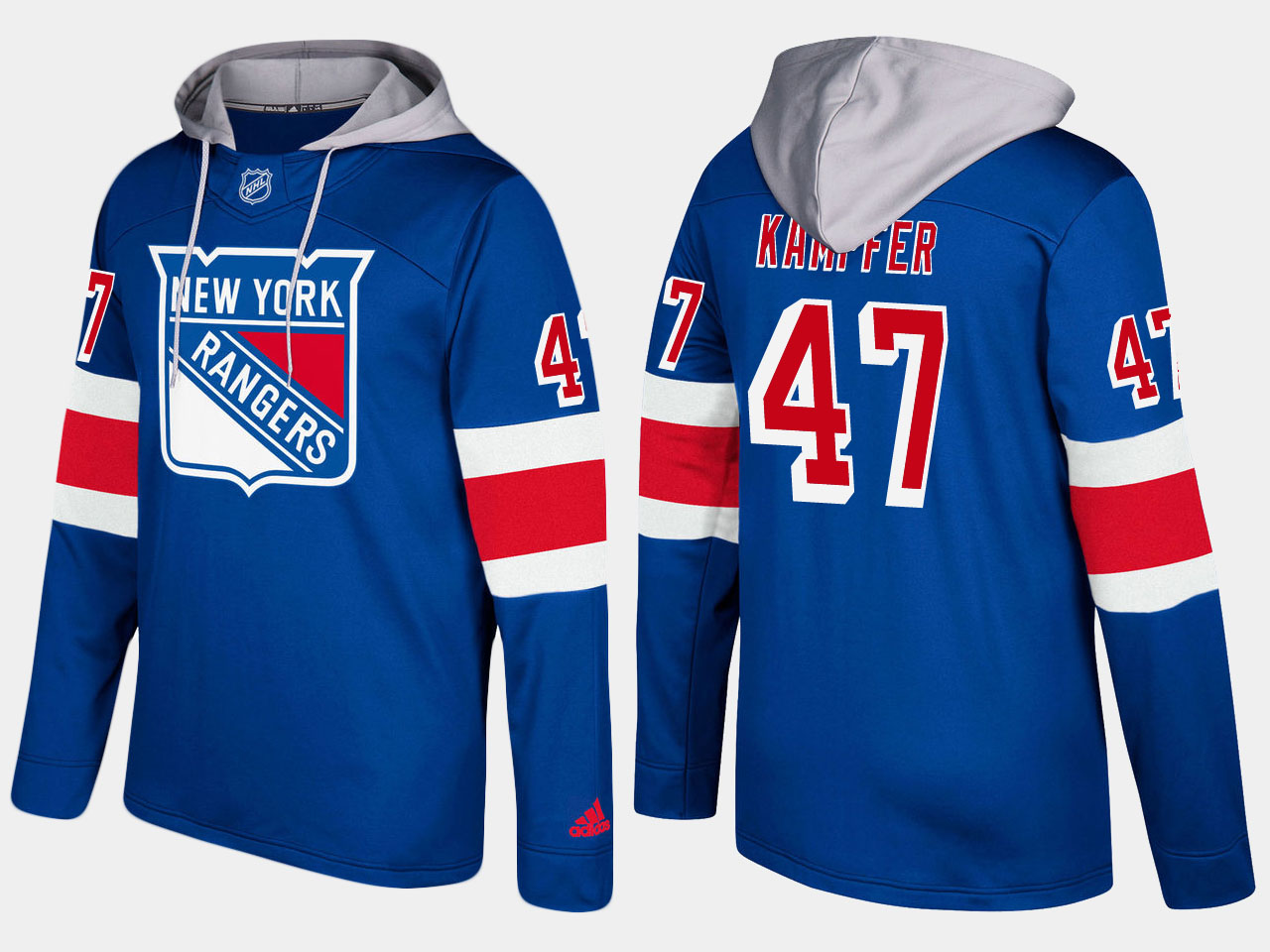 Men NHL New York rangers #47 steven kampfer blue hoodie->new york rangers->NHL Jersey